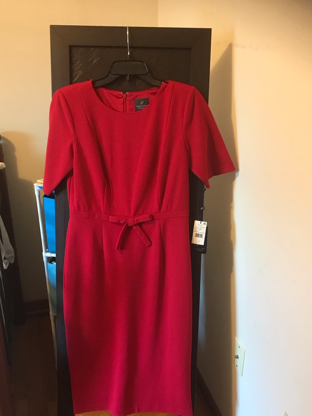 Ralph Lauren Red Tie-Waist Midi Sheath Dress